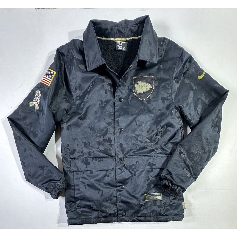 Nike Chiefs Salute to Service Jacket Small NFL‎ Camo Coach Fleece Lined On Field
